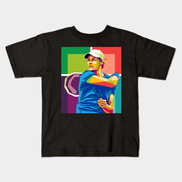 jannik sinner wpap Kids T-Shirt by cool pop art house